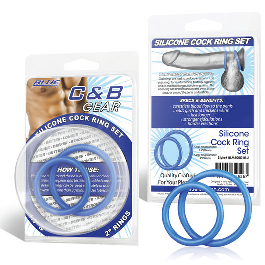 Blue Line C & B Gear 3-Piece Silicone Cock Ring Set Blue