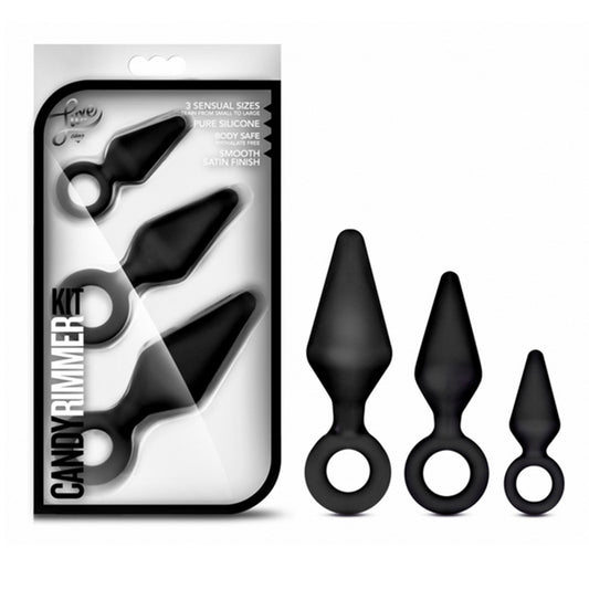 Blush Luxe Night Rimmer 3-Piece Silicone Anal Plug Kit Black