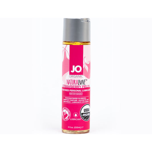 JO NaturaLove Organic Strawberry Fields Flavored Water-Based Lubricant 4 oz.