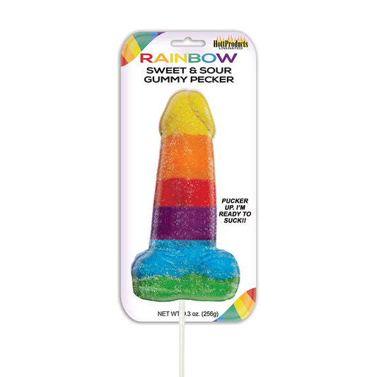 Sweet & Sour Jumbo Rainbow Gummy Cock Pop