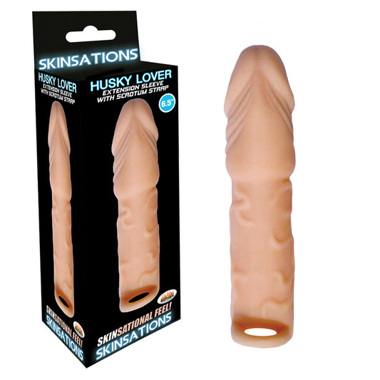 Skinsations Husky Lover Extension Sleeve With Scrotum Strap 6.5in