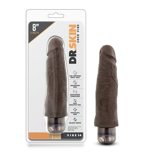 Blush Dr. Skin Vibe 14 Realistic 8 in. Vibrating Dildo Brown