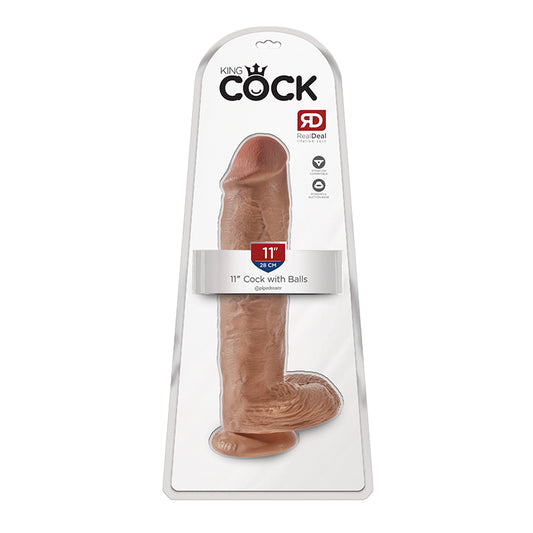 Pipedream King Cock 11 in. Cock With Balls Realistic Suction Cup Dildo Tan