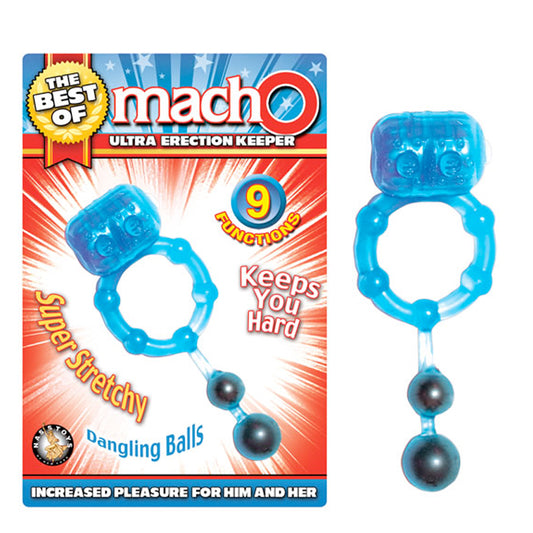 The Best Of Macho Ultra Erection Keeper 9 Function Dangling Balls Waterproof Blue