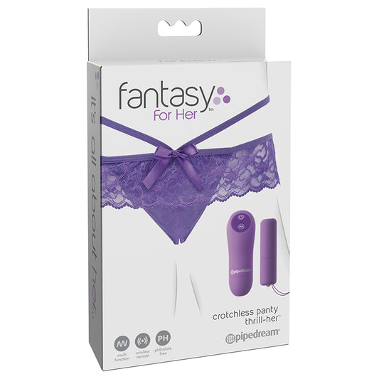 Pipedream Fantasy For Her Crotchless Panty Thrill-Her & Vibrator Purple