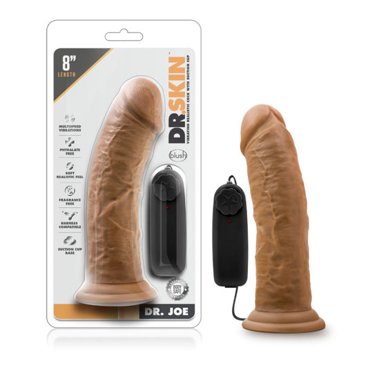 Blush Dr. Skin Dr. Joe Realistic 8 in. Vibrating Dildo with Suction Cup Tan