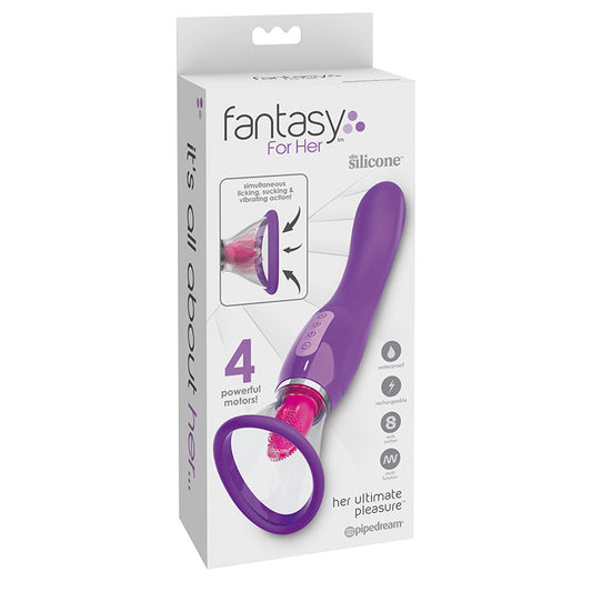 Pipedream Fantasy For Her Her Ultimate Pleasure Dual-Ended Vibrator With Licking Suction Purple