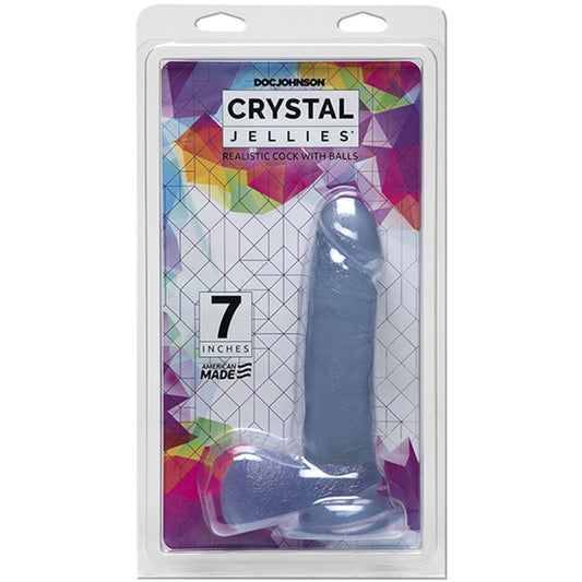 Crystal Jellies - 7in Realistic Cock w/Balls Clear