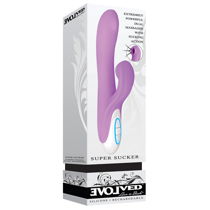 Evolved Super Sucker Rechargeable Thumping Suction Silicone Dual Stimulator Purple