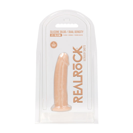 RealRock Ultra Realistic Dual Density Silicone 6 in. Bendable Dildo Beige