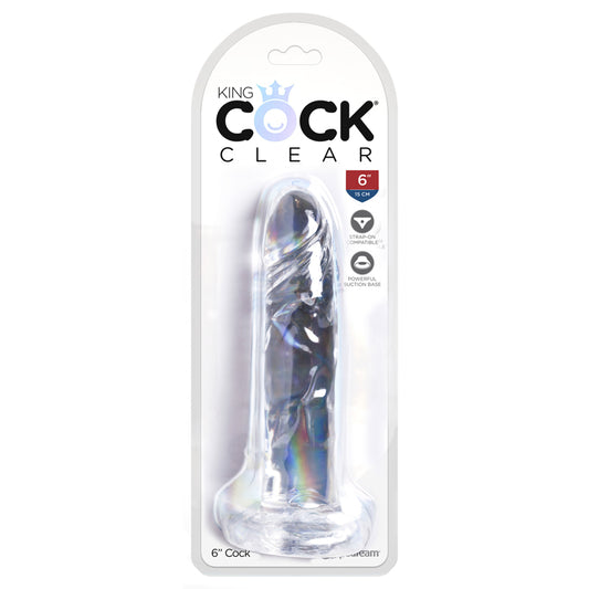 Pipedream King Cock Clear 6 in. Cock Realistic Dildo With Suction Cup