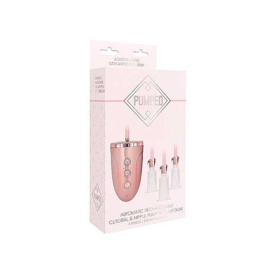 Shots Pumped Rechargeable 3-Speed Automatic Clitoral & Nipple Pumps Pink Medium