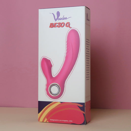 Voodoo Beso G Rechargeable Vibrating Silicone Suction Dual Stimulator Pink