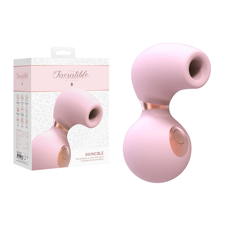 Shots Irresistible Invincible Rechargeable Silicone Soft Pressure Air Wave Clitoral Stimulator Pink