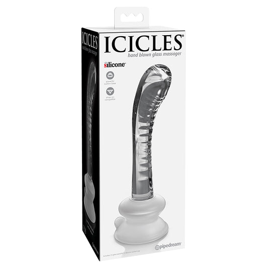 Pipedream Icicles No. 88 Curved Glass G-Spot Massager With Suction Cup Clear