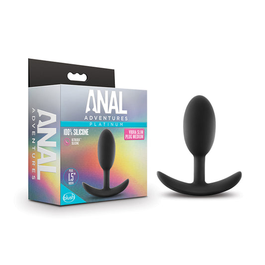 Blush Anal Adventures Platinum Silicone Weighted Vibra Slim Plug Medium Black