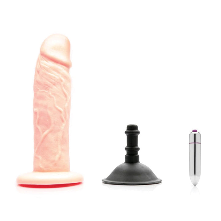 Tantus Sam O2 Vibrating Dual Density Dildo Kit Warm Ivory (Bag)