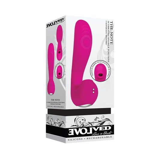 Evolved The Note Rechargeable Silicone Suction Dual Stimulator Magenta