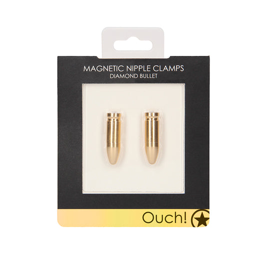 Ouch! Diamond Bullet Magnetic Nipple Clamps Gold