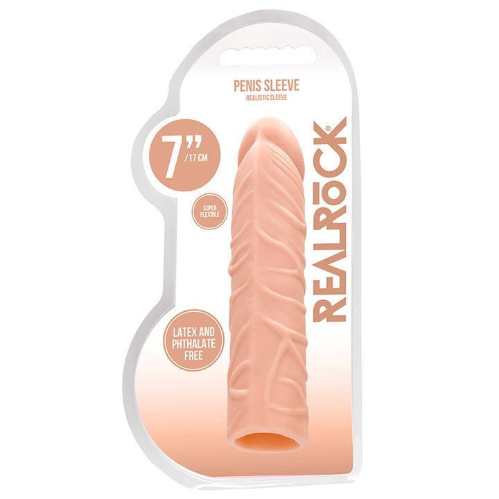 RealRock Realistic Veiny 7 in. Penis Sleeve Extender Beige