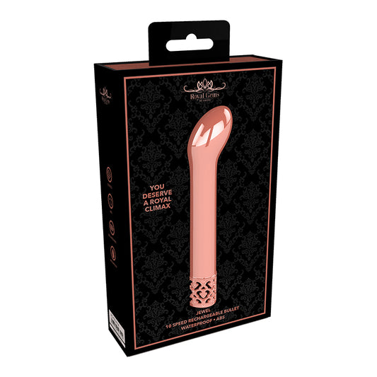 Shots Royal Gems Jewel Rechargeable Curved ABS Bullet Vibrator Rose Gold