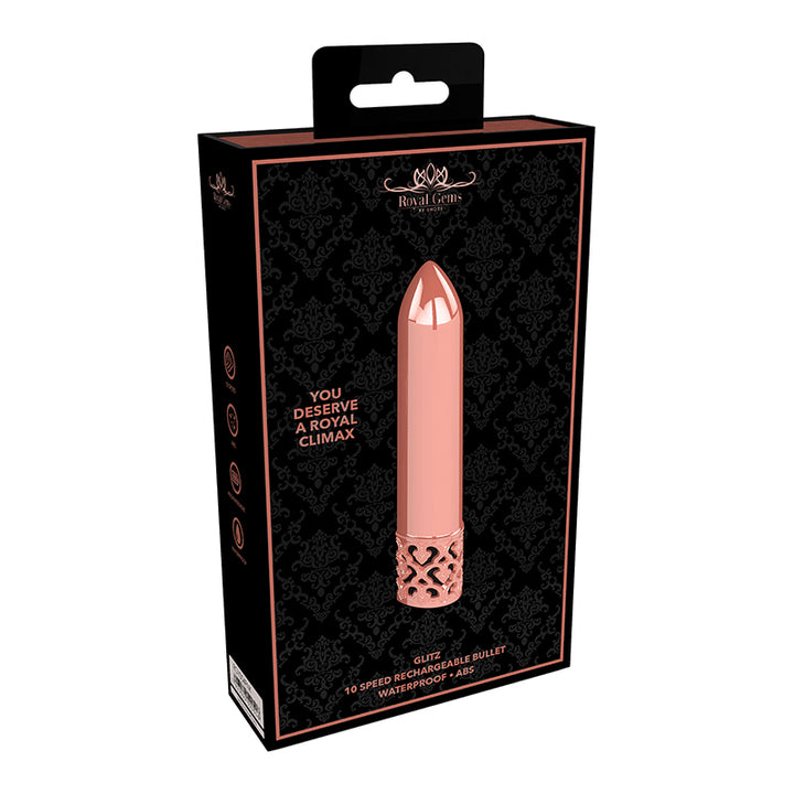 Shots Royal Gems Glitz Rechargeable ABS Bullet Vibrator Rose Gold