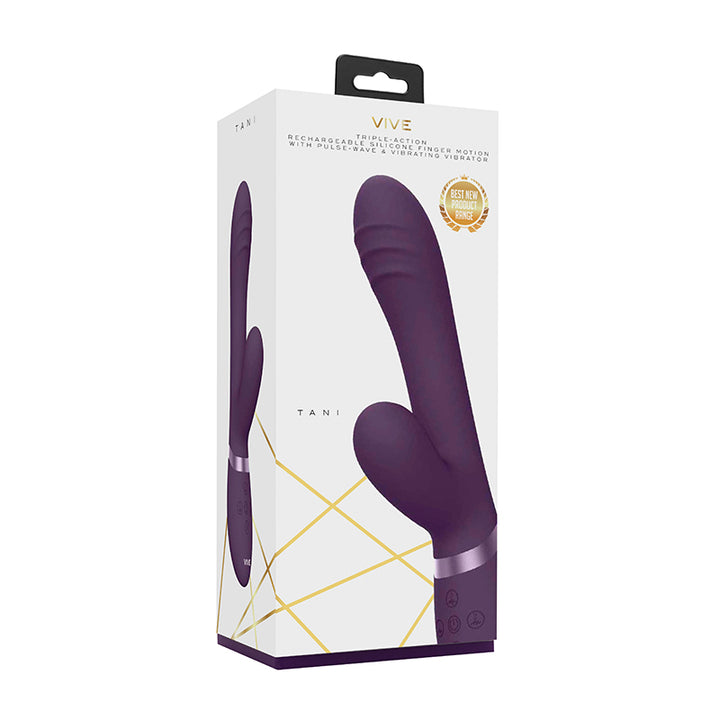 VIVE TANI Rechargeable Finger Motion With Pulse-Wave & Vibrating Silicone Dual Stimulator Purple