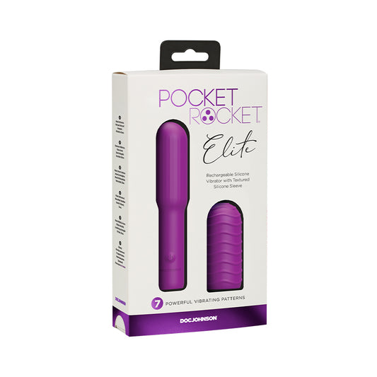 Pocket Rocket Elite Rechargeable Bullet With Removable Sleeve Purple