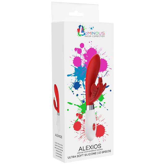 Luminous Alexios 10-Speed Silicone Dual Stimulation Vibrator Red