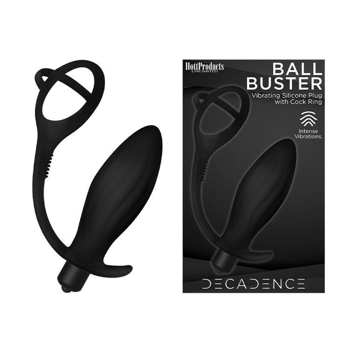 Decadence Ball Buster Anal Plug With Ring Black