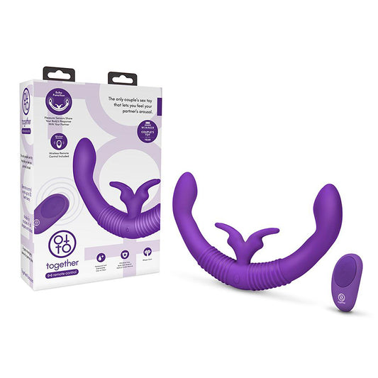 Together Couples Toy Remote-Controlled Dual Ended Rabbit Vibrator Purple