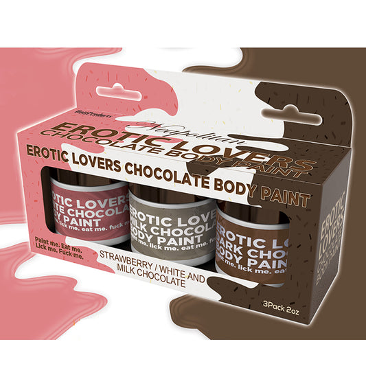 Erotic Chocolate Body Paints White/Milk Chocolate&Strawberry (3 Pack)