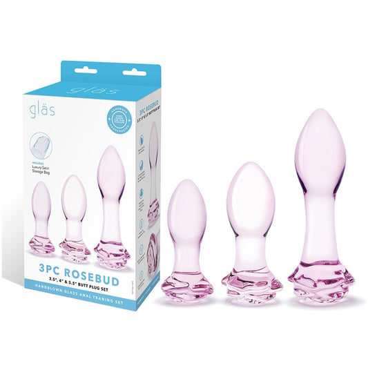 Glas Rosebud 3-Piece Glass Anal Plug Set