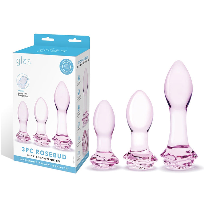 Glas Rosebud 3-Piece Glass Anal Plug Set